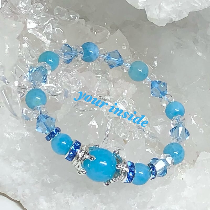 ラリマーブルーアゲート デザイン 天然石ブレスレット | 💎 天然石