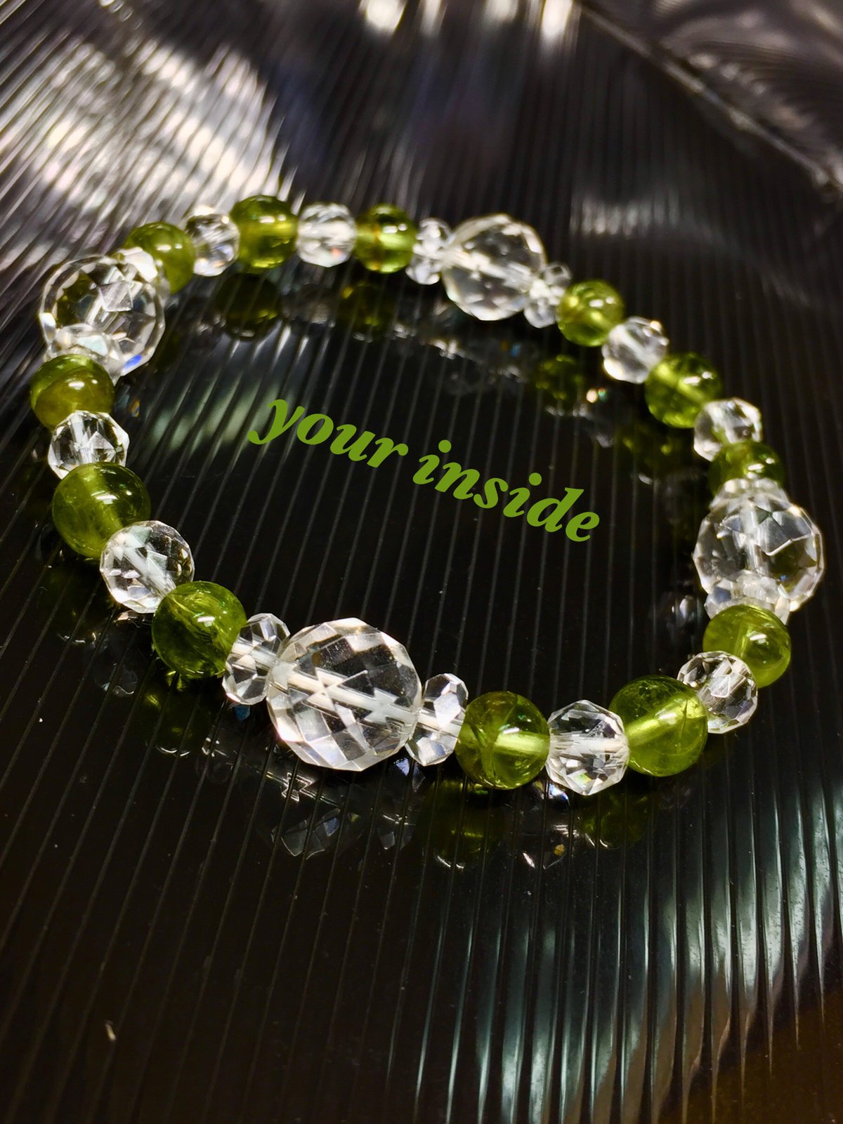 天然無処理ペリドットカットブレスレット No19.6