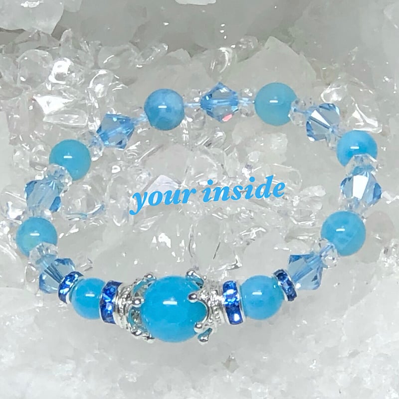 ラリマーブルーアゲート デザイン 天然石ブレスレット | 💎 天然石