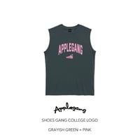 APPLEGANG ノースリーブ　SHOES GANG COLLEGE LOGO　GRAYISH GREEN × PINK