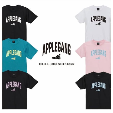 APPLEGANG Tシャツ　SHOES GANG COLLEGE LOGO　BLACK × WHITE