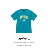 APPLEGANG Tシャツ　SHOES GANG COLLEGE LOGO　TURQUOISE × LEMON