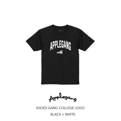 APPLEGANG Tシャツ　SHOES GANG COLLEGE LOGO　BLACK × WHITE