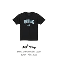 APPLEGANG Tシャツ　SHOES GANG COLLEGE LOGO　BLACK × AQUA BLUE