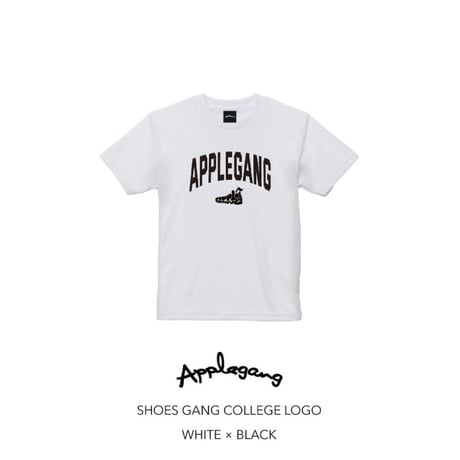 APPLEGANG Tシャツ　SHOES GANG COLLEGE LOGO　WHITE × BLACK