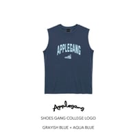 APPLEGANG ノースリーブ　SHOES GANG COLLEGE LOGO　GRAYISH BLUE × AQUA BLUE