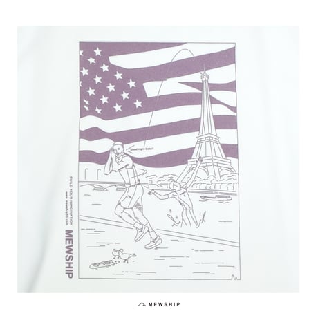 MEWSHIP　ロンT　“Knock Down Paris” L/S PL　WHITE　2XLのみ
