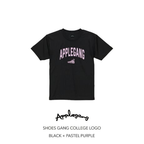 APPLEGANG Tシャツ　SHOES GANG COLLEGE LOGO　BLACK × PASTEL PURPLE