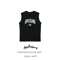 APPLEGANG ノースリーブ　SHOES GANG COLLEGE LOGO　BLACK × WHITE