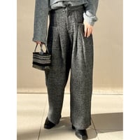 千鳥チェック柄タックワイドパンツ