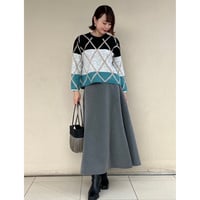 配色アーガイルニットプルオーバー
