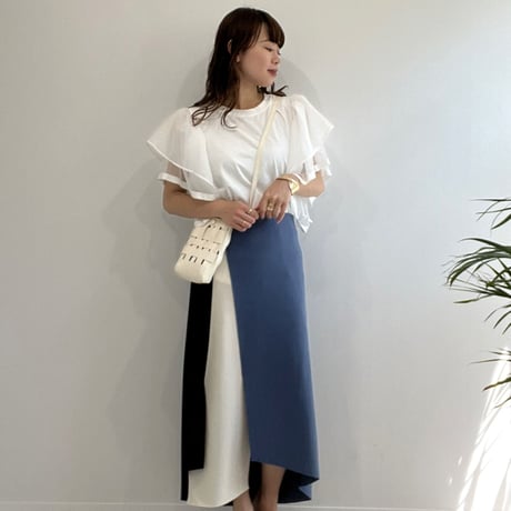アシメ配色Aラインスカート