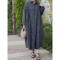 ストライプボリュームシャツワンピース