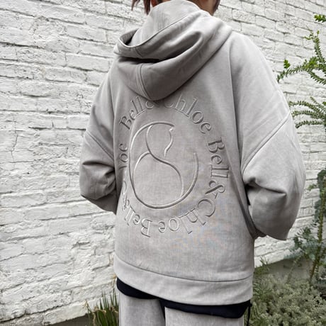 B&C Circle Logo Embroidered Sweat Hood-Jacket 【Gray】