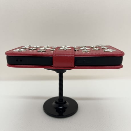 【iPhone12 mini ケース】スタッズ手帳ケース(レッド)
