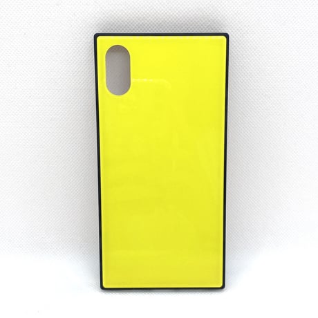 【iPhoneXS/X ケース】スクエアガラスケース(イエロー)