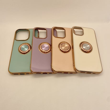 【iPhone12 ケース】メタリックフレームリングTPU (ピンク)
