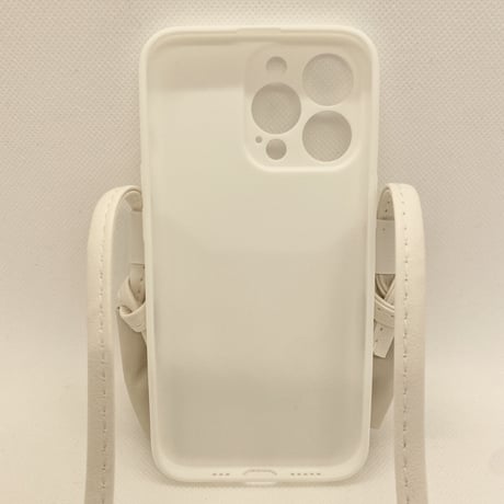 【iPhone13 ケース】リボンストラップケース(ホワイト)