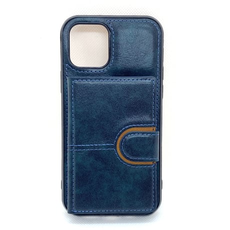 【iPhone12 ケース】背面カード収納ケース(ブルー)