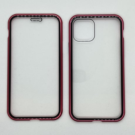 【iPhone11 Pro ケース】360度ガラスケース(レッド)