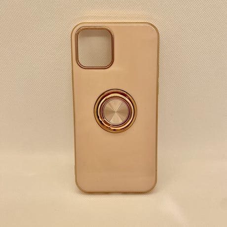 【iPhone12 ケース】メタリックフレームリングTPU (ピンク)