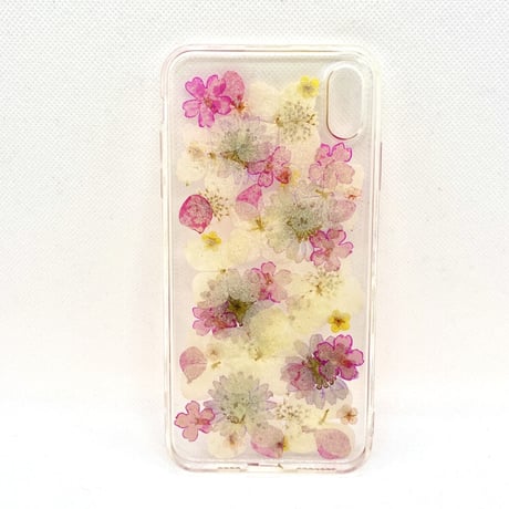 【iPhoneXS Max ケース】Pressed Flower Clear(ピンク)