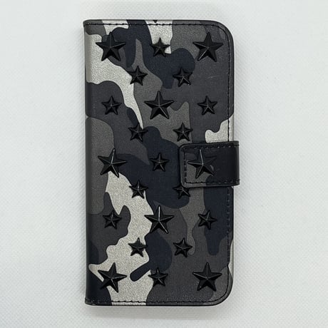 【iPhoneXS/X ケース】スタッズケース(ブラック迷彩)
