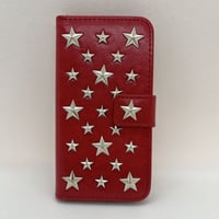 【iPhone12 mini ケース】スタッズ手帳ケース(レッド)