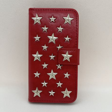 【iPhone12 mini ケース】スタッズ手帳ケース(レッド)