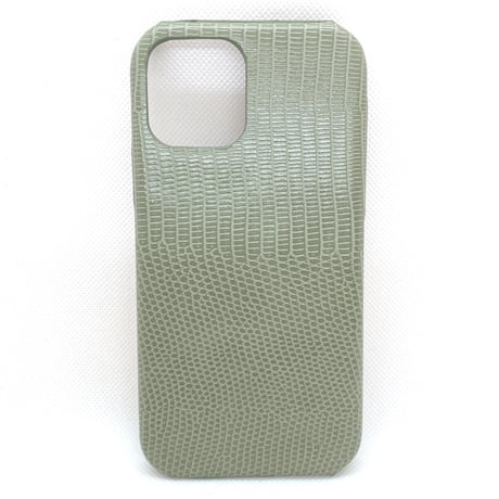 【iPhone12 ケース】くすみcrocoケース(グリーン)