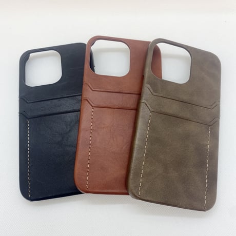 【iPhone13 ケース】背面カード入れケース(コーヒー)
