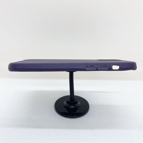 【iPhone12 ケース】背面PUレザーケース(パープル)