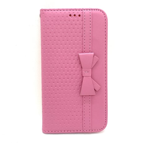 【iPhoneXS/X ケース】リボン手帳ケース(ピンク)