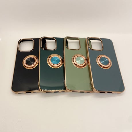 【iPhone12 ケース】メタリックフレームリングTPU (ピンク)