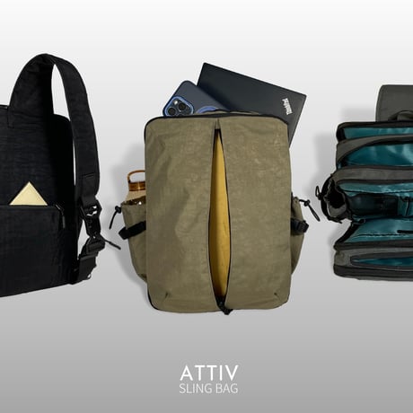 【旧モデル】ATTIV 14インチが入る6層構造！15の収納と秘密の拡張スペース！多機能スリングバッグ