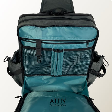 【旧モデル】ATTIV 14インチが入る6層構造！15の収納と秘密の拡張スペース！多機能スリングバッグ