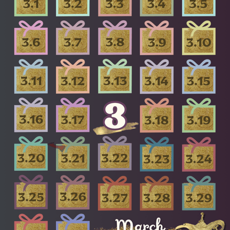 【3月】シンプルな単色 : 月暦 x 誕生色 Solid Color ムーンカレンダー