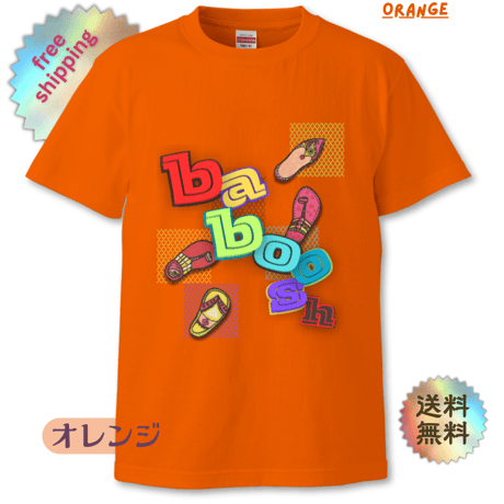 ユニセックスTシャツ【baboosh】モロッコのバブーシュ柄　オレンジ
