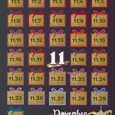 【11月】シンプルな単色 : 月暦 x 誕生色 Solid Color ムーンカレンダー