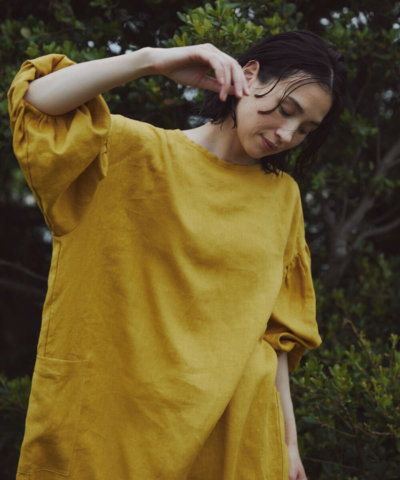 フレンチリネン割烹着 【mustard】 | epow