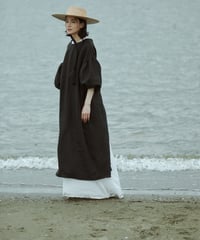 フレンチリネン割烹着 【black】