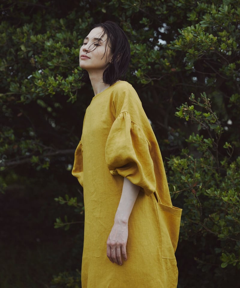 フレンチリネン割烹着 【mustard】 | epow