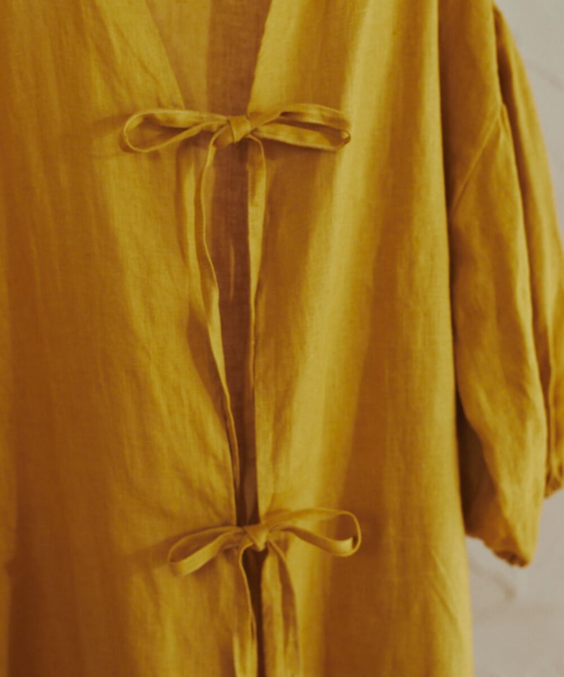 #26005 ハルソラタン　リネン100% かっぽう着 フレンチリネン割烹着 【mustard】 | epow