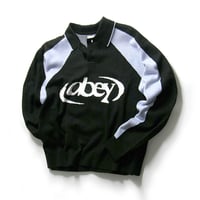 OBEY ／ オベイ　コットンニット ポロシャツ SOCCER POLO SWEATER ブラック ｜ 春 秋冬