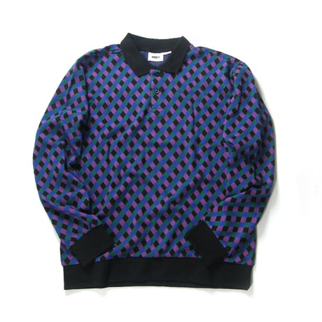 OBEY ／ オベイ　ジャガード 長袖ポロシャツ CAPRI JACQUARD PL LS ブラック ｜ 春 秋冬　（No.360565）