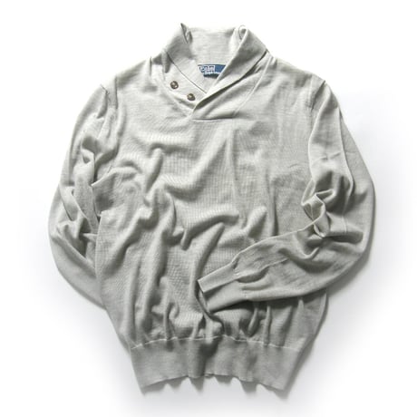 Ralph Lauren ／ ラルフローレン　ショールカラーニット 薄手 ウール ショールカラー ニット セーター ライトグレー ｜ 春 秋冬　（No.272088）
