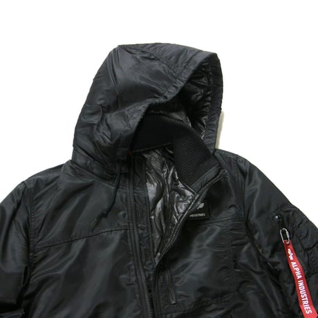 ALPHA INDUSTRIES × THERMOLITE ／ アルファインダストリーズ × サーモライト　中綿ジャケット フード 取り外し可能 ブラック ｜ 秋冬　（No.370592）