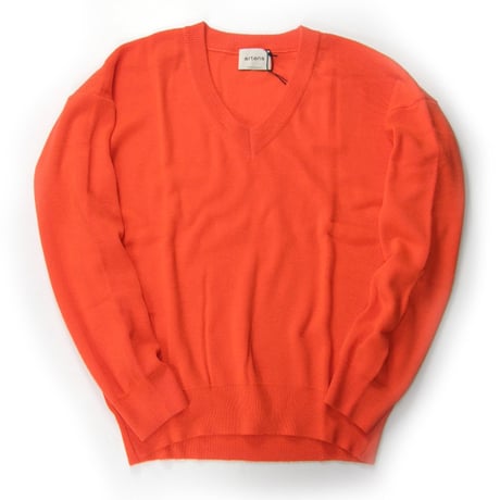 artens ／ アーテンス　ウール Vネック ニット 日本製 WOOL PIECE DYE KYO オレンジ ｜ 秋冬　（No.351806）