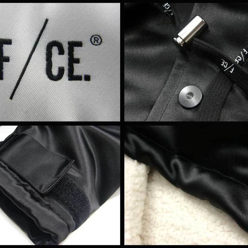 F/CE. エフシーイー サテン コーチジャケット ボア ブラック