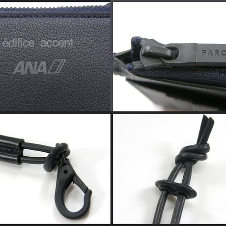 FARO × EDIFICE ACCENT × ANA ／ ファーロ × エディフィスアクサン × 全日空　防水レザー フラグメントケース 日本製 ストラップ 本革 ミニウォレット ｜ オールシーズン